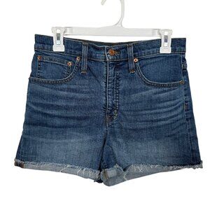 J. Crew Jeans High Rise Shorts Womens 27 Blue Summer Raw Hem Fold Stretch Denim